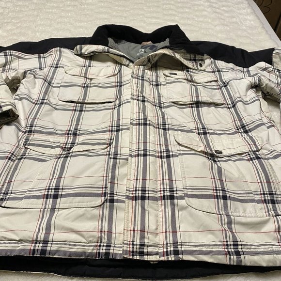 Ripzone Core Jacket Men's XL Beige Plaid Fleece Lined Full Zip Nylon Long Sleeve - Picture 2 of 16